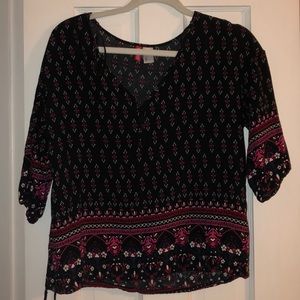 Patterned Divided Peasant Top